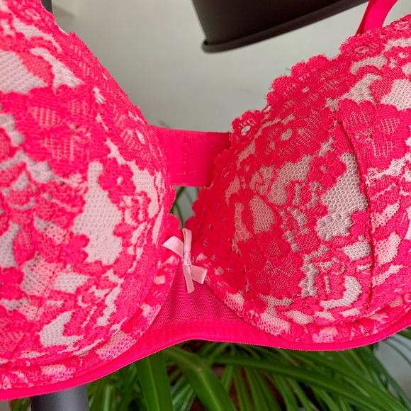 Hot pink and white lace. Xhilaration bra. 36B. - Picture 3 of 9